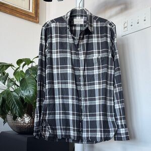 Rag & Bone Check Plaid Men’s Button Down Shirt Sz M Gray Brown Tailored Workwear
